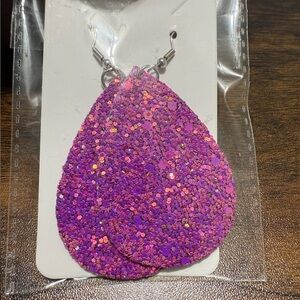 Purple Glitter Teardrop Earrings